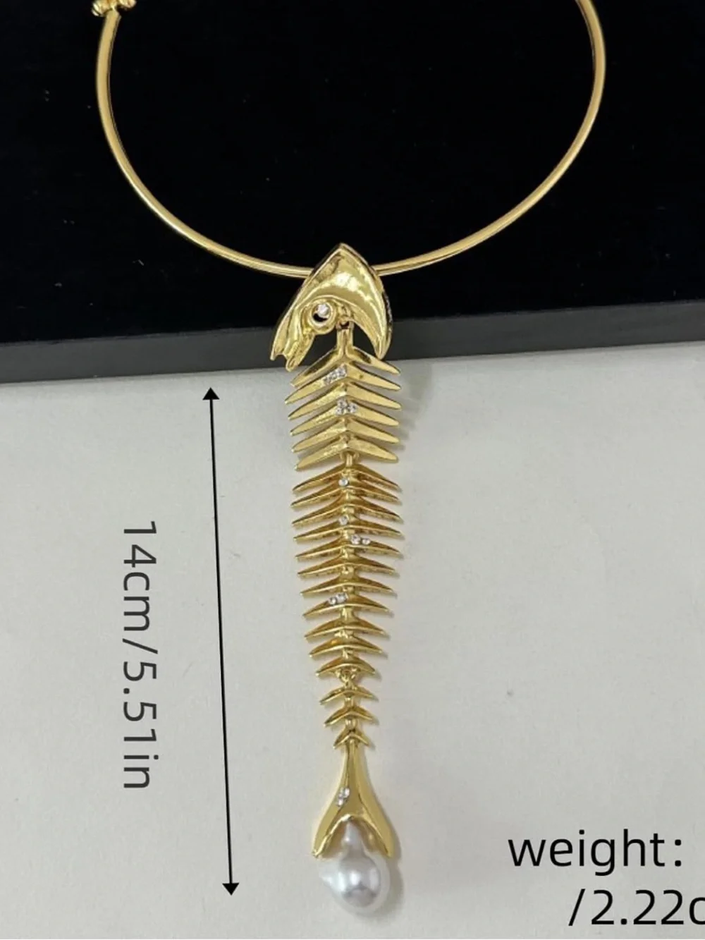 Golden Tide Pearl Fishbone Necklace